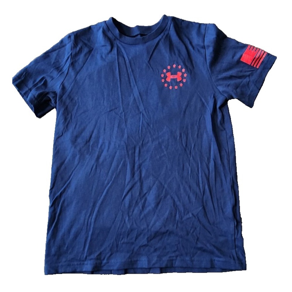 Under Armour Kids Freedom HeatGear Navy Blue Graphic T-Shirt YLG‎ Large